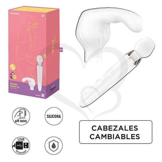 Double Wand-er Masajeador con cabeza intercambiable y control via APP